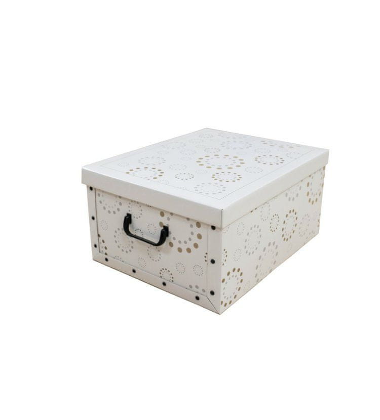Compactor Skladacia úložná krabica Ring - kartón box 50 x 40 x 25 cm, biela